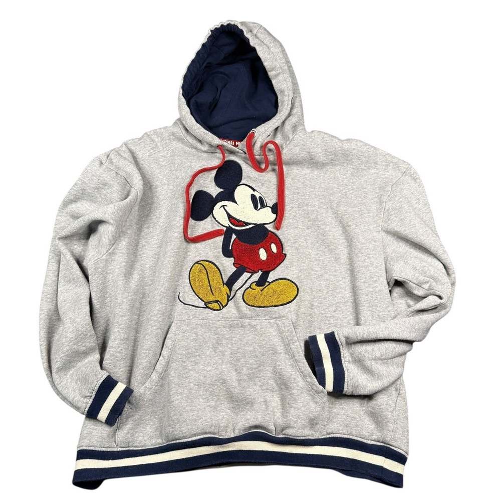 VTG Mickey Mouse Hoodie Sweatshirt Medium Men's Gray Walt Disney World 1990's